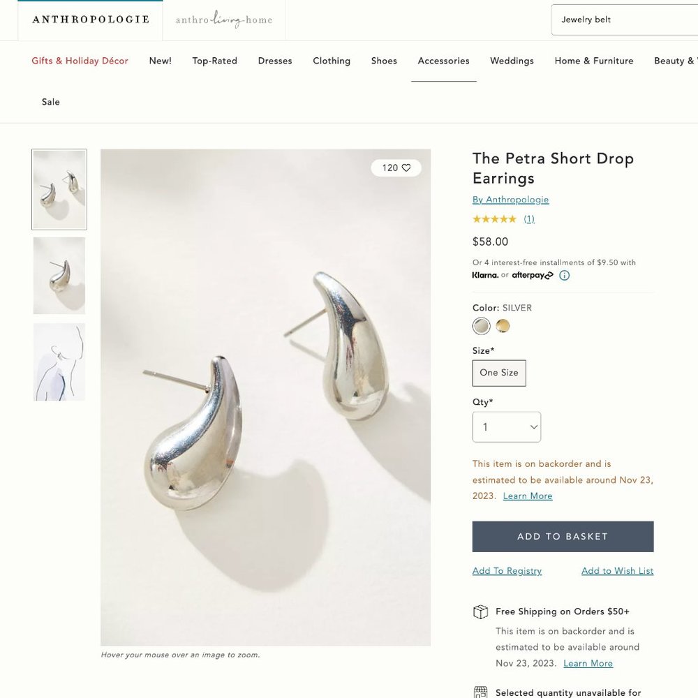 Anthropologie The Petra Short Drop Earrings - Picture 4 of 4
